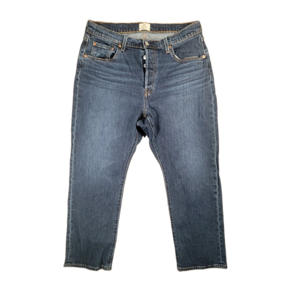 Levis 501 Curve Jeans Womens 32x28 Dark Wash Button Fly Straight Stretch Pants